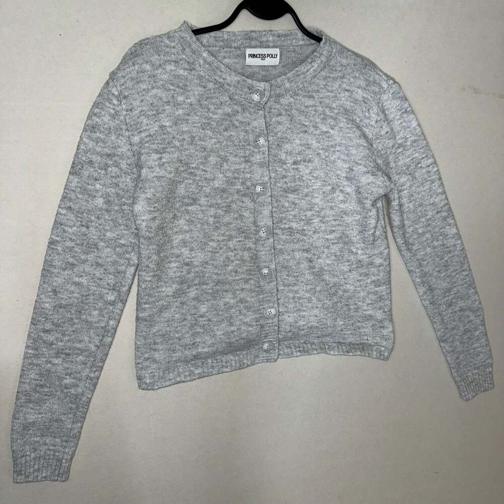 Princess Polly Grey Button-Up Cardigan Sweater Size XS/S